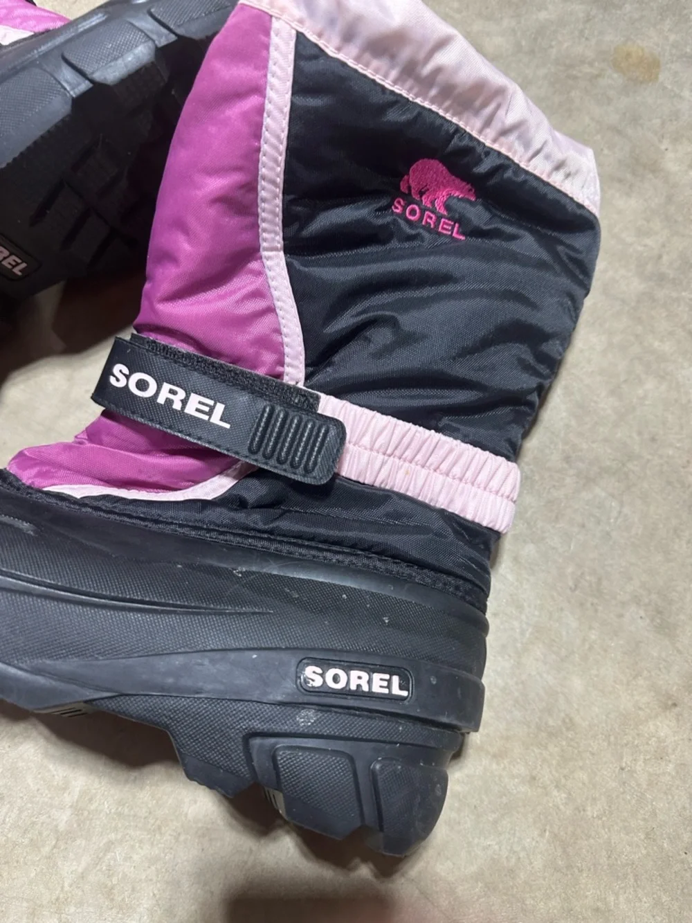 Sorel Flurry Kids Pink Black Snow Boots